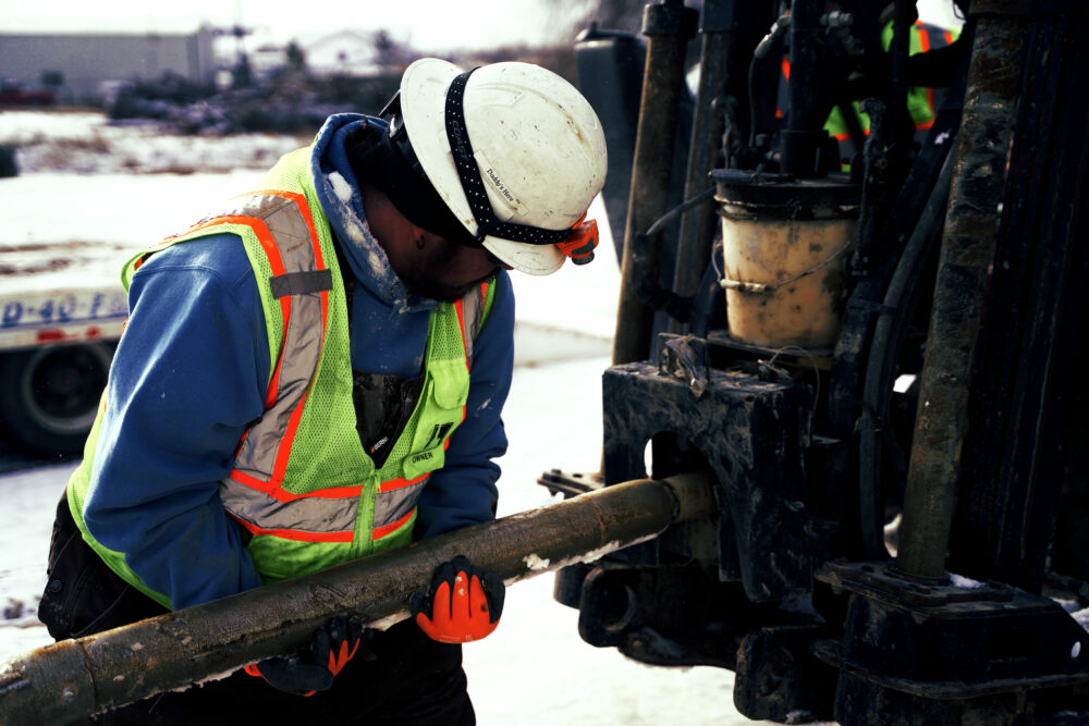 Utility Contractor Working On A Drill